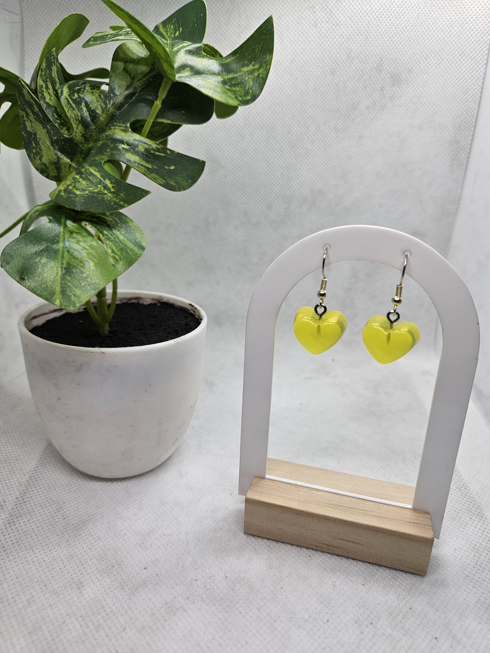 Yellow Heart Drop Earrings - Unbranded